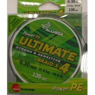 Шнур плетёный ALLVEGA Ultimate 135м тёмно-зелёный 0,30мм (21.8кг)