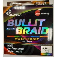 Леска плетеная Allvega Bullit Braid Multi Color 150м - 0,16мм 